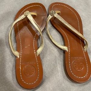 Tory Burch gold leather sandals
